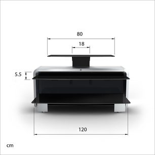 Sort Erard Louis 2567 TV-møbel set forfra, 2 rum, mål 120 x 80 x 18 cm