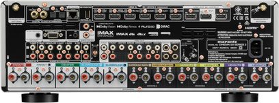 Marantz Cinema 50 Serie 2 hjemmebiografforstærker i sort, set bagfra med HDMI, lydindgange og højttalerterminaler