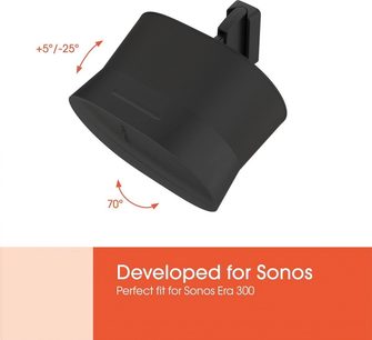 Svart väggfäste Vogel's SWM 4023 för Sonos Era 300-högtalare, lutning från +5° till -25° och vridning på 70°