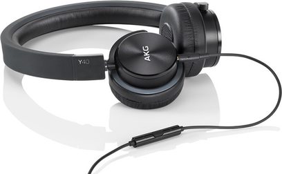 AKG Y40 åbne over-ear hovedtelefoner i sort, hovedbøjle og ørepuder i kunstlæder, runde transducere, aftagelig flettet kabel