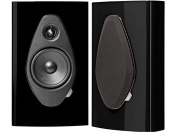 Sonus Faber Sonetto Wall G2 fekete fali hangsugárzó, elölnézetben látható hangszóróval és levehető ráccsal
