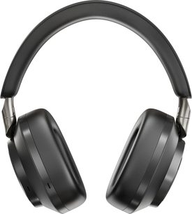 Bowers & Wilkins Px8 sort circumaural hovedtelefon, set forfra, hovedbøjle og ørepuder i sort læder, kabinetter i sort metal