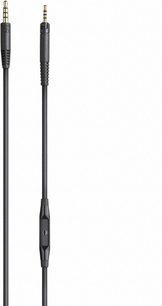 To sorte 3,5 mm jackstikkabler fra Sennheiser, den ene lige og den anden vinklet, med forgyldte jackstik