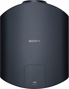Sony VPL-VW1100ES 4K SXRD-videoprojektor, set oppefra, cylinderformet mat sort kabinet med hvidt Sony-logo