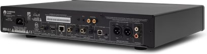 Cambridge Audio CXN V2 netværksaudioafspiller i antracitgrå, forfra, sort front med skærm, knapper og tilslutninger