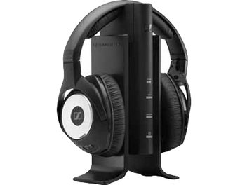 Sennheiser RS-170 siyah kablosuz kulaklık, sol profilden görünüm, geniş kulak yastıkları ve dolgulu kafa bandı
