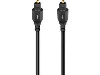 Digitales optisches Audioquest Pearl-Kabel, 0,75 m, schwarz, aus Kunststoff mit glatter Ummantelung und zwei Toslink-Steckern mit vergoldeten Einsätzen, Vorderansicht