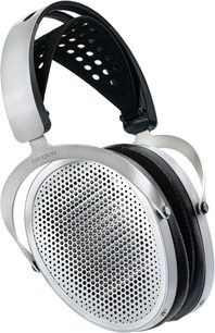 Casco Hifiman Edition XV abierto plateado y negro, chasis metálico, rejillas alveoladas, almohadillas gruesas, vista en tres cuartos