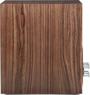 Diffusore da scaffale Paradigm Premier 120B v2 noce, vista laterale con finitura noce dalla venatura marcata