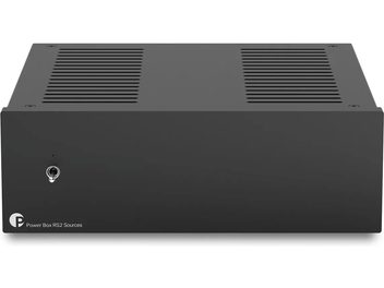 External power supply Pro-Ject Power Box RS2 Sources black, front view with rectangular casing and top vents