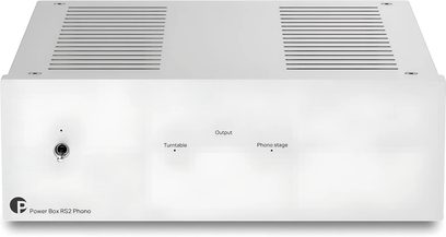 Externí napájecí zdroj Pro-Ject Power Box RS2 Phono stříbrný, pohled zepředu, obdélníková skříňka s kolébkovým přepínačem