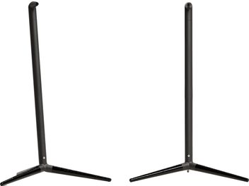 Pied d’enceinte Monitor Audio Radius Floor Stand 4G noir, vue avant et arrière avec base tripod fine