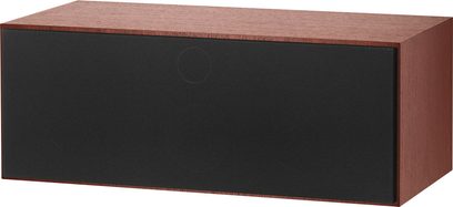 Bowers & Wilkins HTM71 S2 midterkanal i rosenut træ, rektangulært mørkt træhus, sort front, set forfra