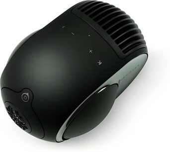 Zvočnik DEVIALET Phantom Ultimate 98 dB Deep Forest, temno zelena plastična ovojnica, dotikne tipke, pogled 3/4 zgoraj