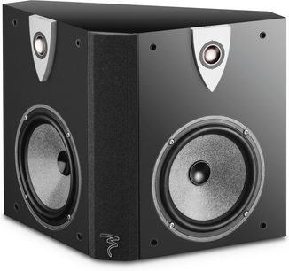 Reproduktor Focal Profile SR 908 černý, pohled zepředu, dva stříbrné kruhové reproduktory na černé obdélníkové čelní straně