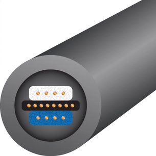 Cavo audio analogico RCA Wireworld Equinox 10 RCA 1m, sezione trasversale che mostra 3 strati interni con conduttori dorati