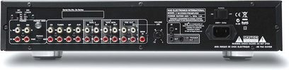 NAD C165BEE Graphit-schwarzer Stereo-Vorverstärker, Frontansicht, Audio-Anschlüsse und Bedienelemente an der Vorderseite