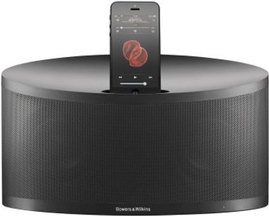 Bowers & Wilkins Z2 multimediehøjttaler i sort, set forfra, cylindrisk form, sort gitter, berøringsskærm på toppen
