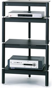Hifi-reol Lovan Elément Classic II sort, 4 hylder, sort metalstruktur, set forfra