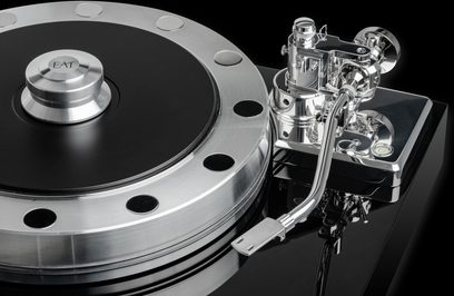 Braço para toca-discos F-Note VT 12’’ em alumínio em forma de S com acabamento cromado, prato circular preto e prateado