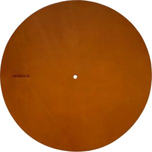 Copripiatto per giradischi Bringhs Whisky, disco circolare piatto visto dall'alto, superficie liscia, foro centrale, logo visibile