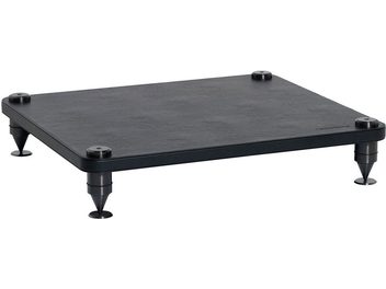 Ripiano aggiuntivo Norstone Design COMO in legno nero opaco su piedini conici, design minimalista, su sfondo bianco
