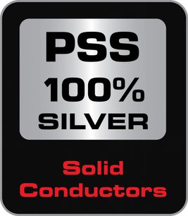 HDMI kabel Audioquest Firebird 48Gbps 72v DBS 0,6m. Logo „PSS 100% SILVER“ a „Solid Conductors“ na černém pozadí