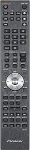 Sort Pioneer LX03 fjernbetjening med grå knapper, LED-display, volumeknap og multimediefunktioner