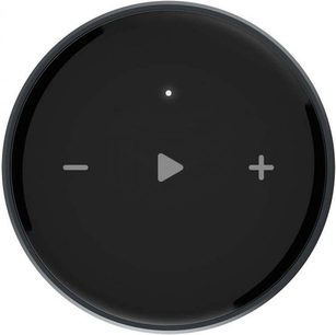 Elipson WM multiroom netværksaudioafspiller, sort, set forfra med play/pause- og plus/minus-knapper, centralt hvidt punkt