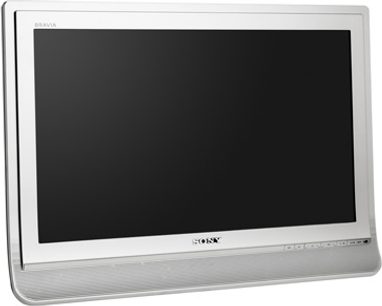 Sony KDL-20B4030E fladskærms-TV, rektangulær sort skærm slukket, set forfra, lys gråt ramme