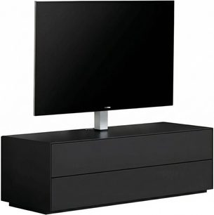 Comodă TV Sonorous Elements EX10-DD-BLK-BLK-2-A negru mat, design jos cu două sertare și suport TV integrat