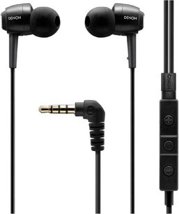 Denon AH-C560R sort in-ear hovedtelefoner med fjernbetjening og mikrofon integreret i kablet, silikoneørepropper
