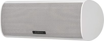 Hvid Piega Ace Center-lydbar, vandret cylindrisk form, stor metalfrontgrill