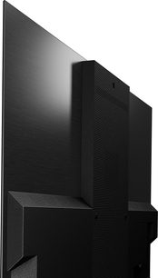 Televizor Panasonic TV-77Z93AEG s vysokým rozlišením, zadní pohled ze šikmého úhlu, černý povrch s texturou, tenký design