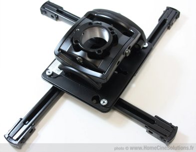 Loftmontering til videoprojektor fra Chief Pack Elite 23 cm sort, set ovenfra, bestående af sorte metaldele