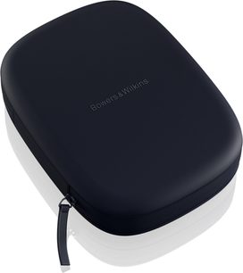 Mørkeblåt hårdt etui fra Bowers & Wilkins med lynlåslukning, set ovenfra