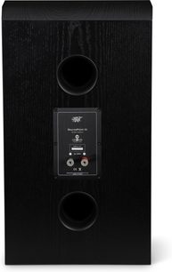 Altavoz de estantería MoFi Electronics SourcePoint 10 Master Edition negro vista trasera con dos puertos y bornes de conexión