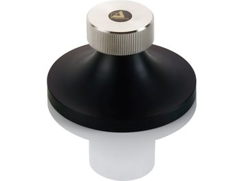 Притискний диск ClearAudio Twister Record Clamp чорний, вигляд зверху та збоку, циліндричний, широка основа, вузька верхня частина