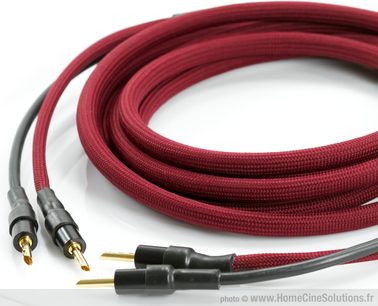 MPC Audio Equilibre HP 2x 3m rødt højttalerkabel med forgyldte bananstik, flettet kappe, længde 3 meter