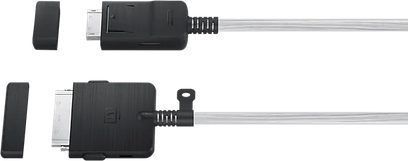 Samsung VG-SOCA05/RU digitalt optisk kabel med rektangulære sorte stik, set forfra på hvid baggrund
