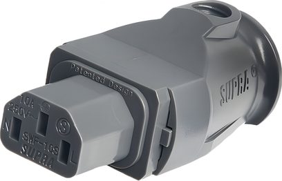 Grå Supra Lorad 1.5 IEC hunstik til netstrømskabel, plastkrop, sideview