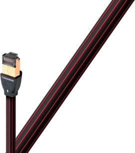 Audioquest Cinnamon 8m black and red striped Ethernet RJ45 network cable, with gold-plated RJ45 connectors and anti-kink sleeves