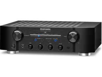 Sort Marantz PM8006 hi-fi stereoforstærker, frontpanel med knapper, drejeknapper og stik, set forfra