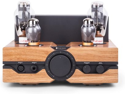 Висококачествен слушалков предусилвател Feliks Audio Envy Performance дъб, преден панел от светло дърво, голям централен бутон и вакуумни лампи