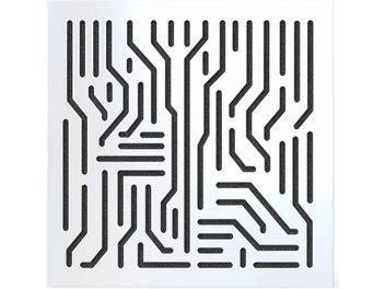 Pannello fonoassorbente da parete Artnovion Azteka W bianco lucido, motivo geometrico di linee interconnesse che formano un labirinto su superficie bianca