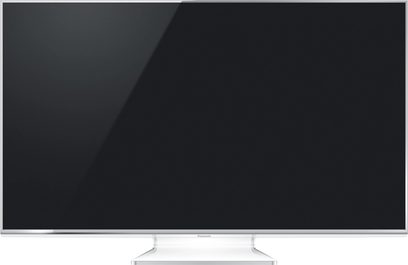 47-tommer Panasonic TX-L47WT60E fladskærms-LED-TV, sølvfarvet smal ramme, på fod, set forfra, slukket