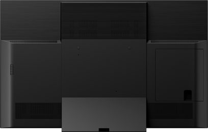 Panasonic TX-65HZ2000E OLED 65" TV, set forfra, slukket skærm, smal sort ramme, indbyggede højttalere