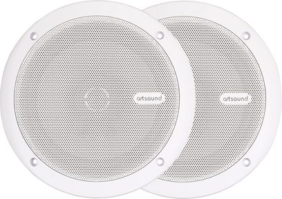 Altavoces de techo empotrables ArtSound MDC64.2 blancos, juego de dos rejillas metálicas redondas