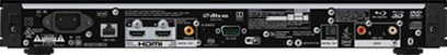 Sort Sony UBP-X1000ES Blu-ray-afspiller, bagvisning der viser HDMI-, USB-, netværks- og audiostik