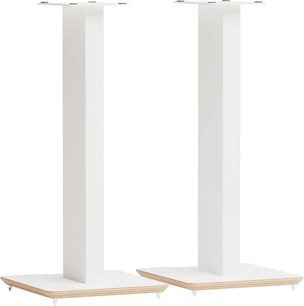 Coppia di supporti per diffusori Block Axis 700 bianco satinato, basi quadrate con punte e colonne rettangolari
